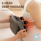 Person using massage gun on back muscles